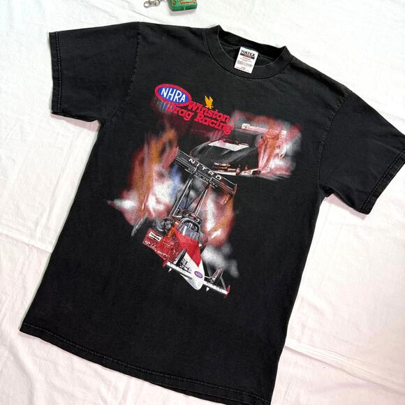 Vintage 90's Faded Heavyweight NHRA Winston Drag Racing T-Shirt - L - Picture 1 of 5